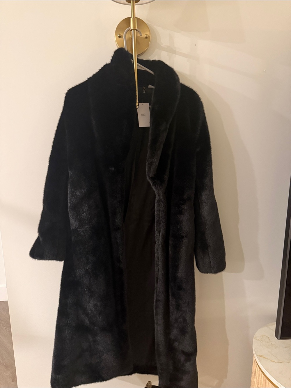 H&M Black Faux Fur Long Coat - Luxe Winter Outerwear